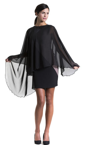 Black Chiffon Glamour Poncho Cape ...